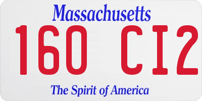 MA license plate 160CI2