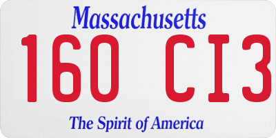 MA license plate 160CI3