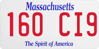 MA license plate 160CI9