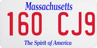 MA license plate 160CJ9