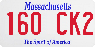 MA license plate 160CK2