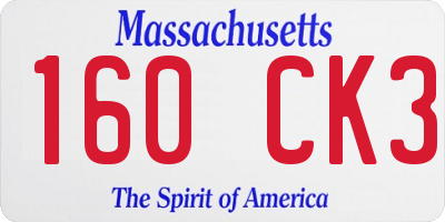 MA license plate 160CK3