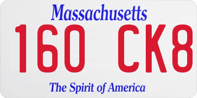 MA license plate 160CK8