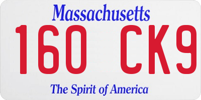MA license plate 160CK9