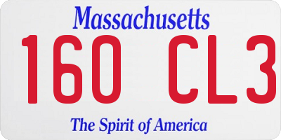 MA license plate 160CL3
