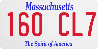 MA license plate 160CL7