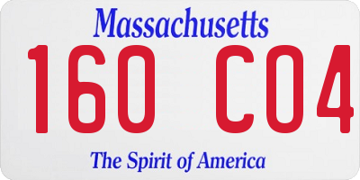 MA license plate 160CO4