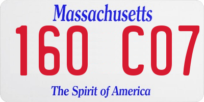 MA license plate 160CO7