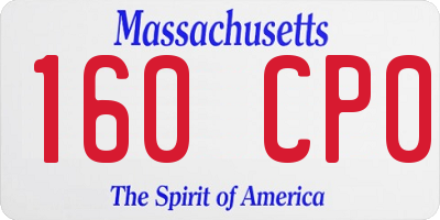 MA license plate 160CP0
