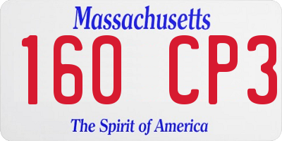 MA license plate 160CP3