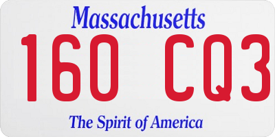 MA license plate 160CQ3