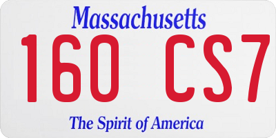 MA license plate 160CS7