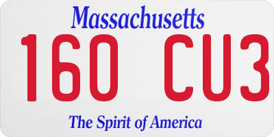 MA license plate 160CU3