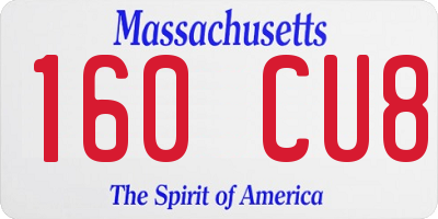 MA license plate 160CU8