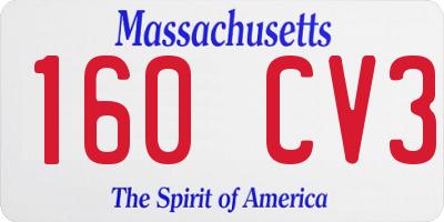 MA license plate 160CV3