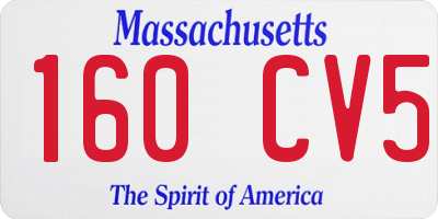 MA license plate 160CV5