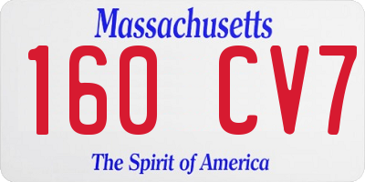 MA license plate 160CV7