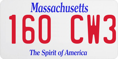 MA license plate 160CW3