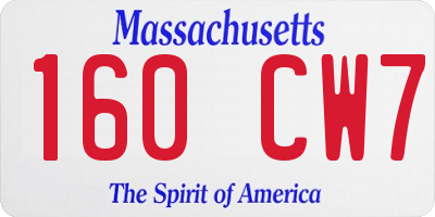 MA license plate 160CW7