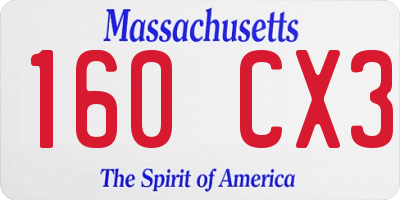 MA license plate 160CX3