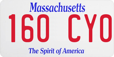 MA license plate 160CY0