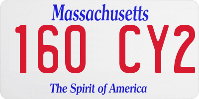 MA license plate 160CY2
