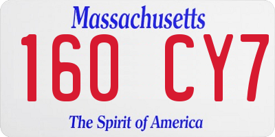 MA license plate 160CY7