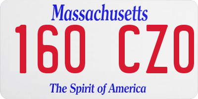 MA license plate 160CZ0