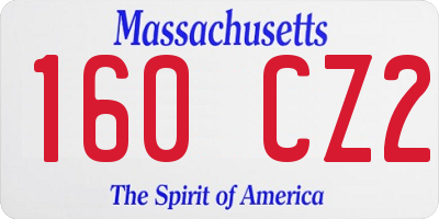 MA license plate 160CZ2