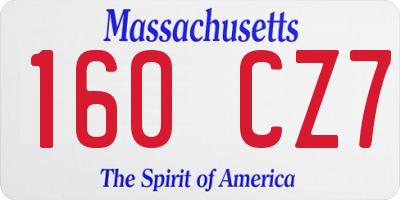 MA license plate 160CZ7