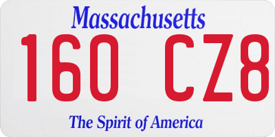 MA license plate 160CZ8