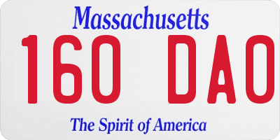 MA license plate 160DA0