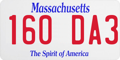 MA license plate 160DA3