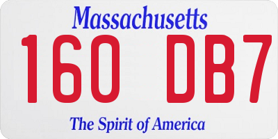 MA license plate 160DB7