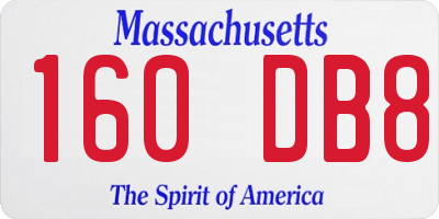 MA license plate 160DB8