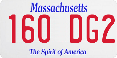 MA license plate 160DG2
