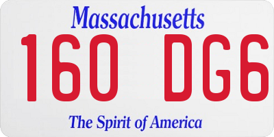 MA license plate 160DG6