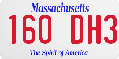 MA license plate 160DH3