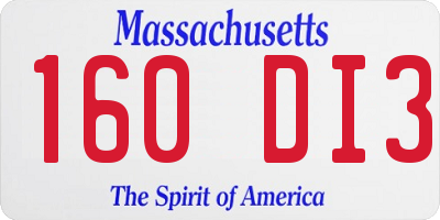 MA license plate 160DI3