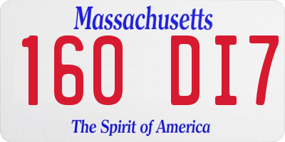 MA license plate 160DI7