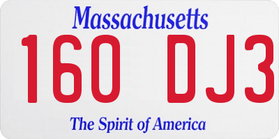 MA license plate 160DJ3