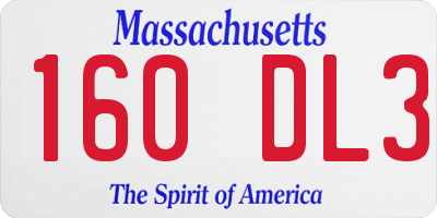 MA license plate 160DL3