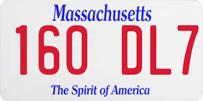 MA license plate 160DL7