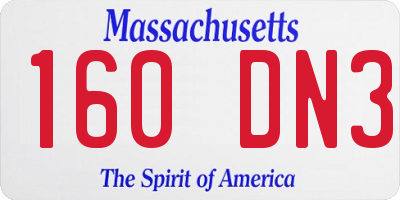 MA license plate 160DN3