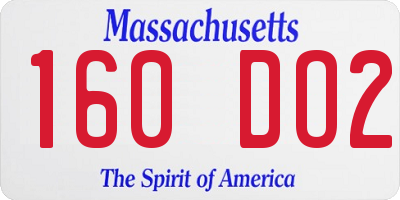 MA license plate 160DO2