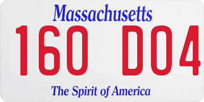 MA license plate 160DO4