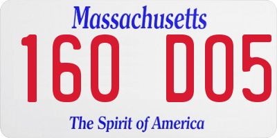 MA license plate 160DO5