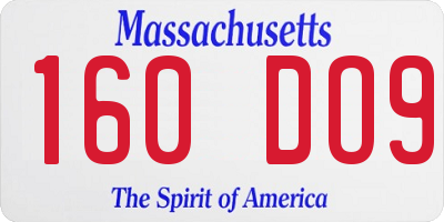 MA license plate 160DO9