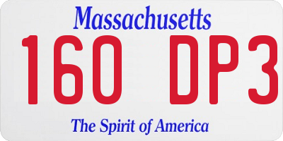 MA license plate 160DP3