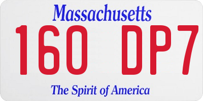 MA license plate 160DP7